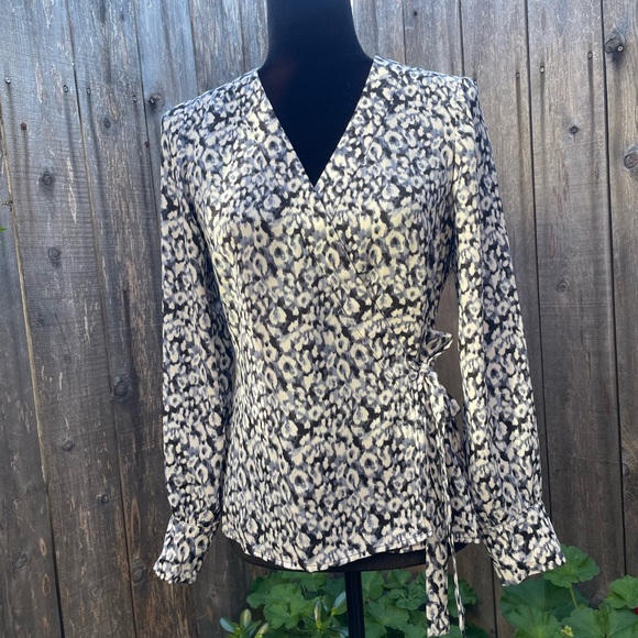 Leopard Print Wrap Top - Picture 1 of 6